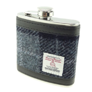 Harris Tweed 6oz Flachmann, Schwarz-Grau-Tartan