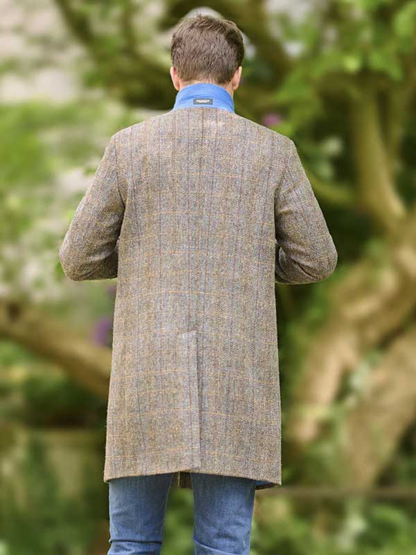 Harris Tweed Mantel "Barney" Für Herren In Green-Blue Herringbone