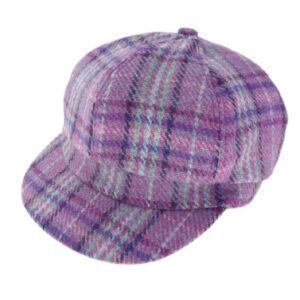 Harris Tweed Damenmütze, Einheitsgröße, lila-mintfarben kariert