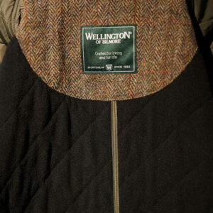 Steppjacke ”Boston” in oliv mit Tweed Applikationen