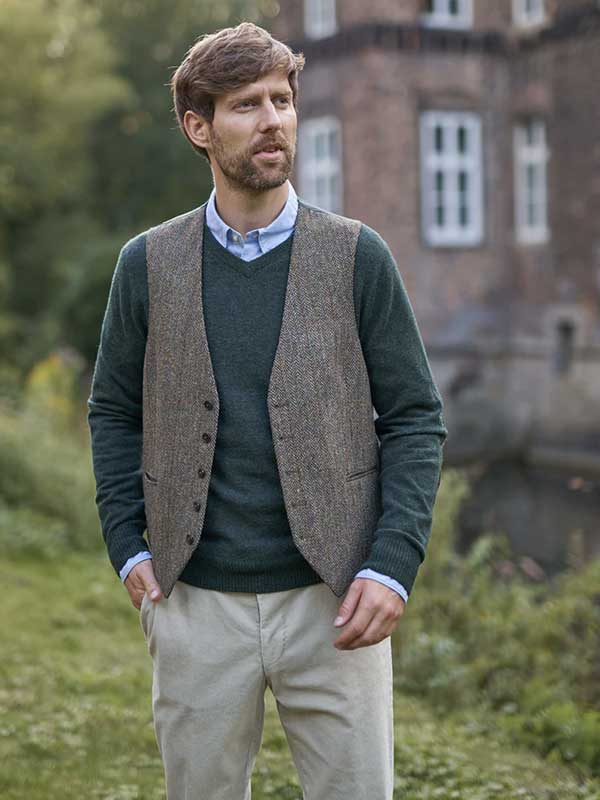 Harris Tweed Weste ''Tailor'' In Evergreen
