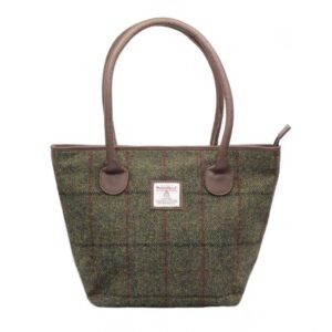 Harris Tweed Ailsa Tragetasche, grün kariert