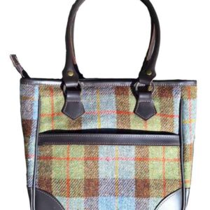 Harris Tweed Shire Henkeltasche – Grün-Blau Kariert