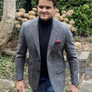 Harris Tweed Sakko DF 601 Grau Fishgrat