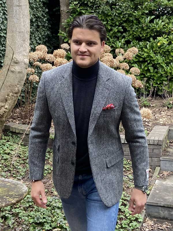 Harris Tweed Sakko DF 601 Grau Fishgrat