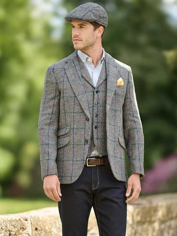 Harris Tweed Sakko ''London'' In Anthra Check