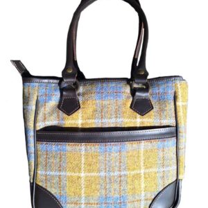 Harris Tweed Shire Henkeltasche – Gelb-Blau Kariert