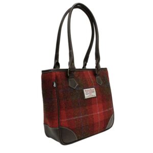 Harris Tweed  Shire Long Handled Bag Red Check