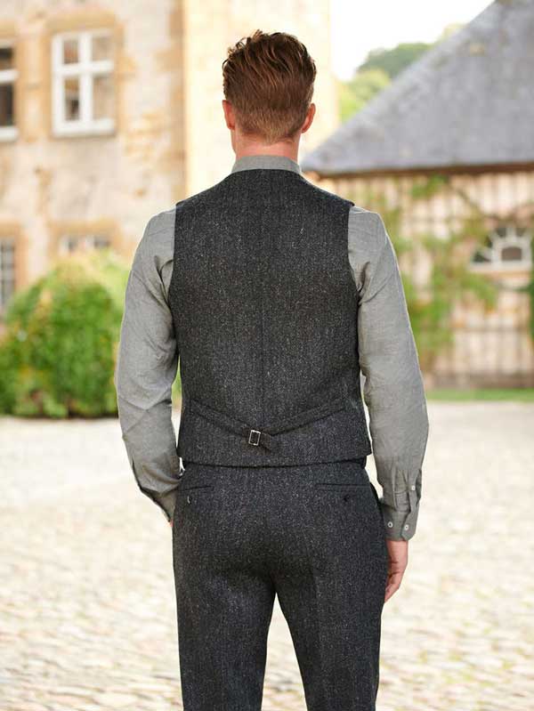 Harris Tweed Weste Mit Revers 600 charcoal