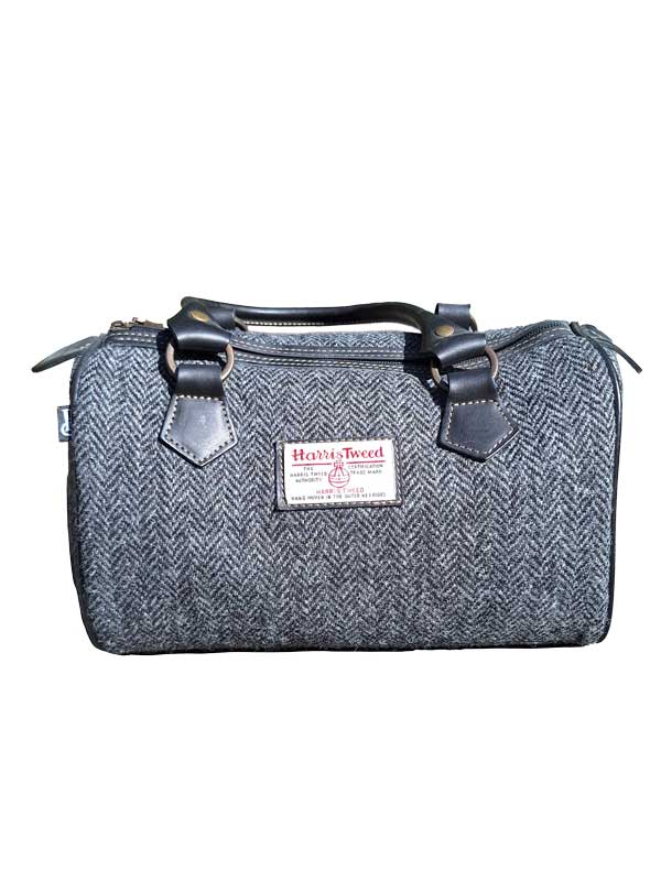Harris Tweed Fasstasche Anthrazit Fischgrät