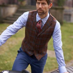 Harris Tweed Weste ''Wales'' In Lord's Overcheck