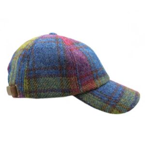 Harris tweed baseball cap Green Plum Check