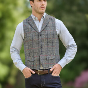 Harris Tweed Weste ''Wales'' In Anthra Check
