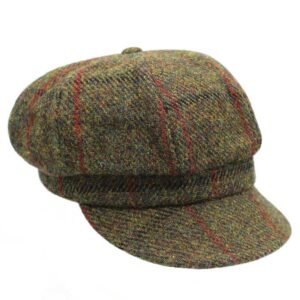 Harris Tweed Damenmütze, grün kariert