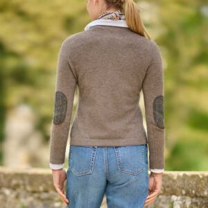 Merino Vest Mara The Cardigan Met Harris Tweed Details In Nutmeg