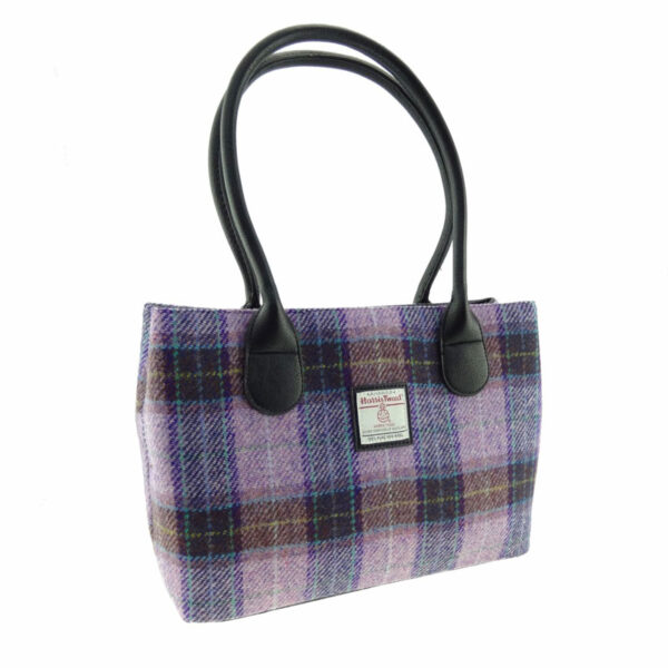 Harris Tweed 'Cassley' Classic Handbag in Pink/Lilac Check
