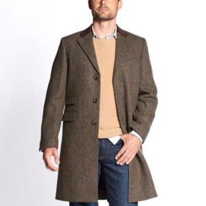 Harris Tweed Overjas, Chelsea Overcoat - Brown