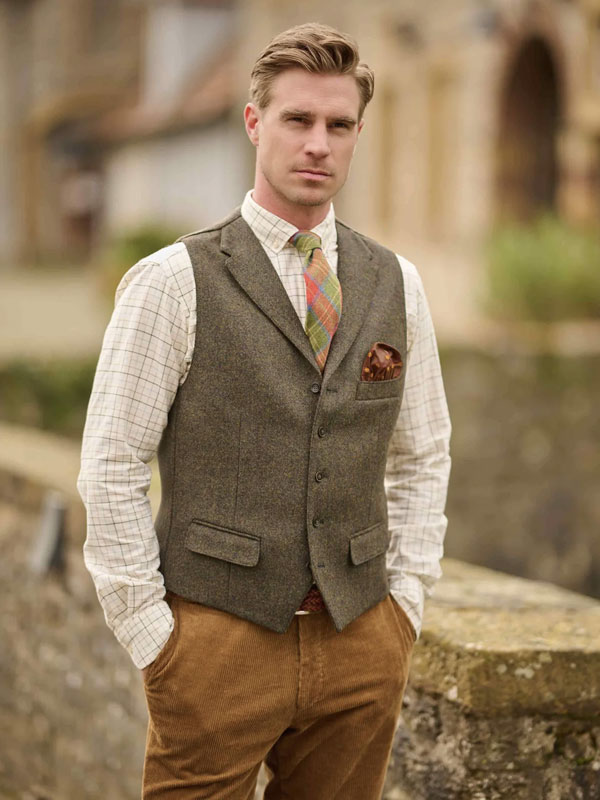 Harris Tweed Weste ''Wales'' In Tweed Shadow
