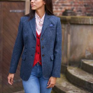Harris Tweed Damen Blazer in Blue Herringbone 610
