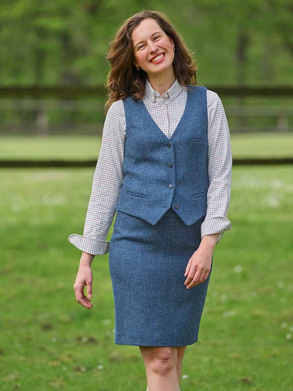 Harris Tweed Weste in blue shadow