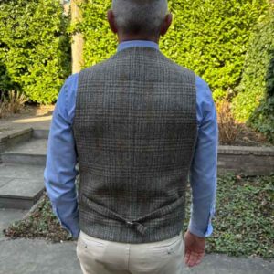 Harris Tweed Weste ''Wales'' In Greystone Overcheck