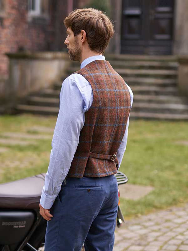 Harris Tweed Weste ''Wales'' In Lord's Overcheck