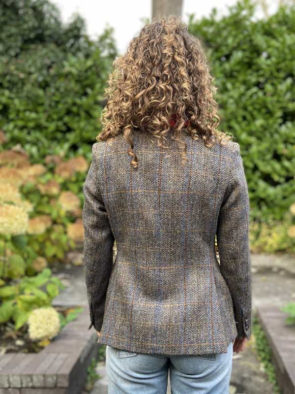 Harris Tweed Blazer in Green-Blue Herringbone