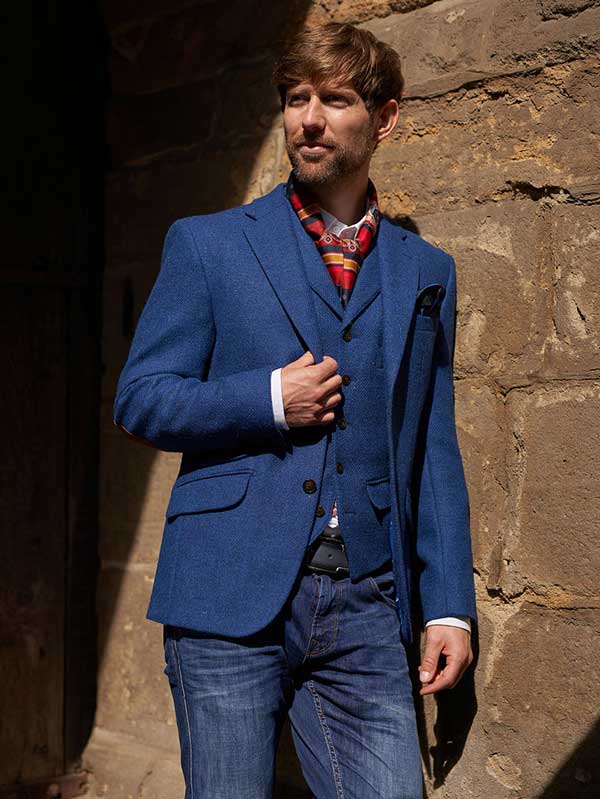 Harris Tweed Sakko ''London'' In Blue Twill