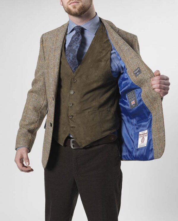 Harris Tweed Sakko ''London'' In Sand Herringbone