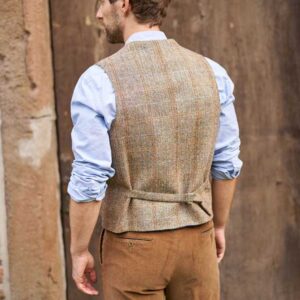 Harris Tweed Weste ''Wales'' In Sand Herringbone