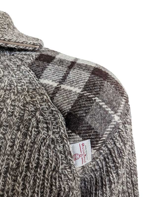 Pullover mit Reißverschluss und Harris-Tweed-Applikationen, Natur