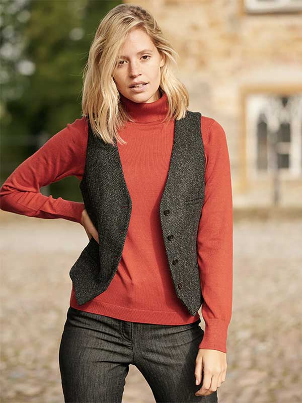 Harris Tweed Damen Weste in Antrazit