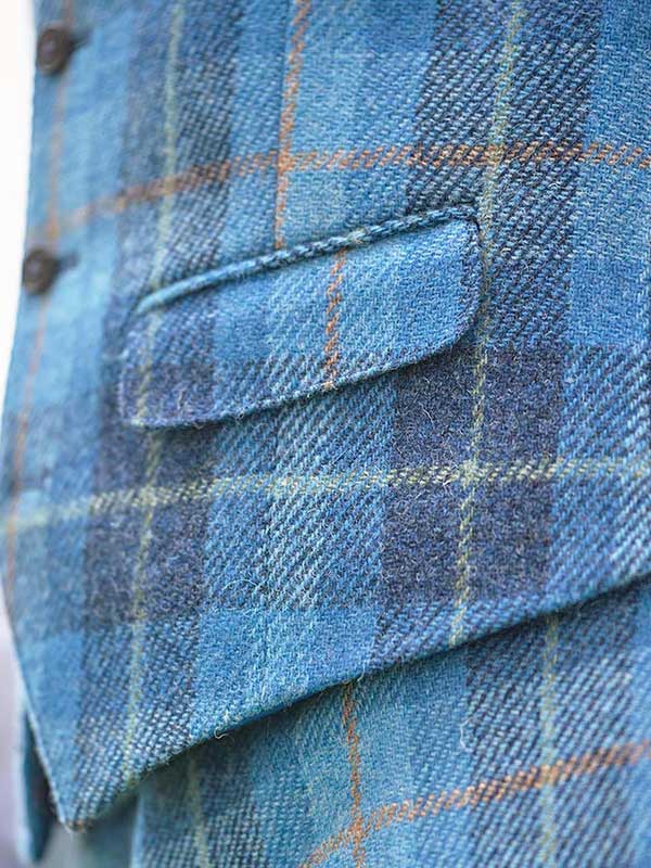 Harris Tweed Weste ''Wales'' In Jeans Herringbone