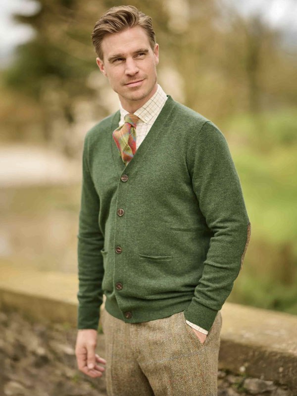 Herren Merino-Strickjacke ''The Cardigan'' In Racing Green