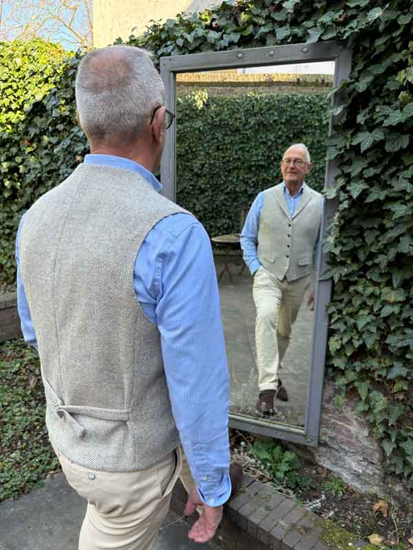 Harris Tweed Weste ''Wales'' In Cream Tweed