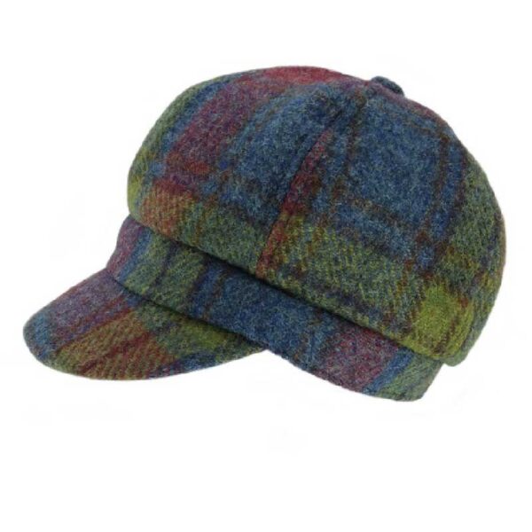 Harris Tweed One Size Ladies Cap in Multi Colour Tartan