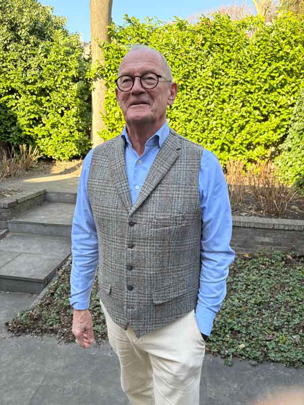 Harris Tweed Weste ''Wales'' In Greystone Overcheck