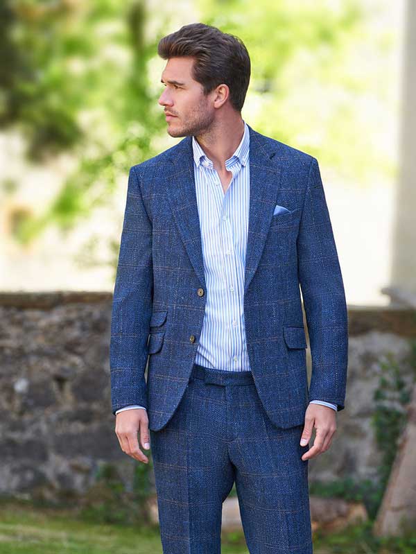 Harris Tweed Sakko ''London'' In Dark-Blue Herringbone
