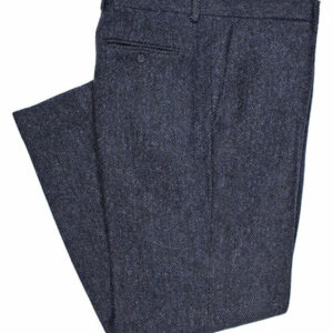 Harris Tweed Pantalon, Mens Tweed Trousers - Navy Herringbone