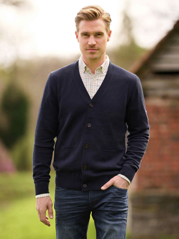 Herren Merino-Strickjacke ''The Cardigan'' In Navy