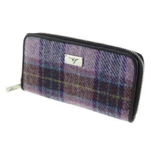 Harris Tweed 'Staffa‘ Geldbörse In Tartan In Rosa-Lila Karo