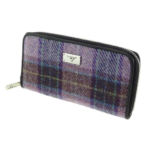 Harris Tweed 'Staffa‘ Geldbörse In Tartan In Rosa-Lila Karo