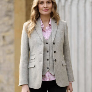 Harris Tweed Blazer ''Carola'' In Light Grey Twill