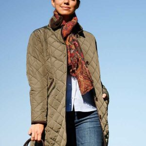 Steppmantel ”Gabby” mit Tweed Besatz in oliv