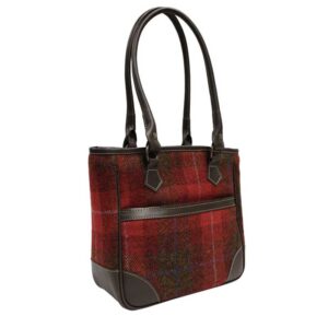 Harris Tweed  Shire Long Handled Bag Red Check