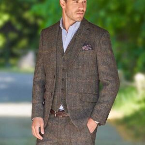 Harris Tweed Sakko ''London'' In Highland Green Herringbone