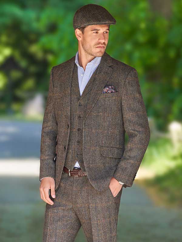 Harris Tweed Sakko ''London'' In Highland Green Herringbone