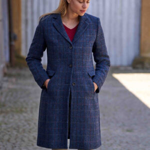 Harris Tweed Damenmantel '' Emilia'' In Scottish Blue