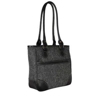 Harris Tweed  Shire Long Handled Bag Charcoal Herringbone