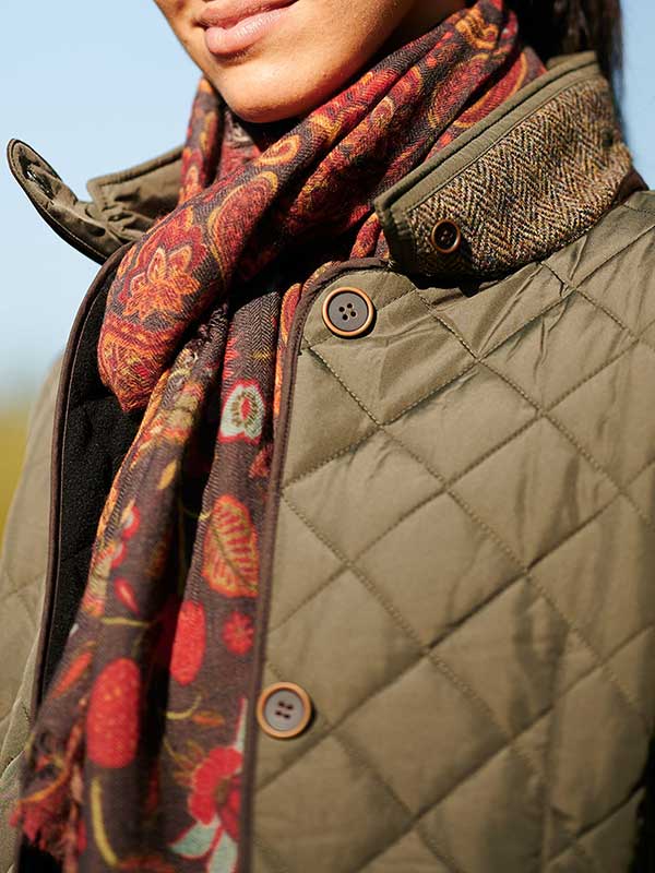 Steppmantel ”Gabby” mit Tweed Besatz in oliv